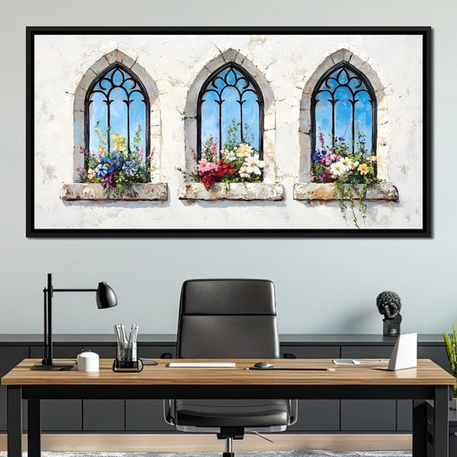 Floral Elegance Through Arches Canvas Print