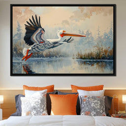 Ethereal Pelican's Graceful Glide - NicheCanvas