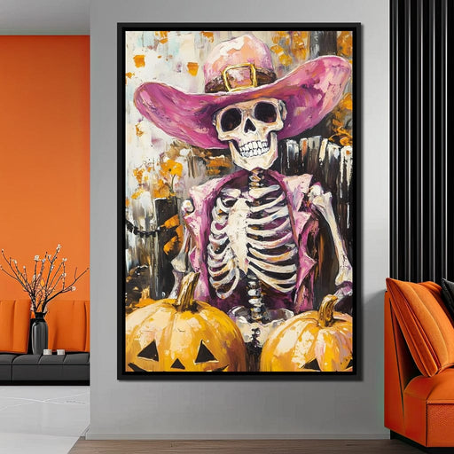 Wild West Pumpkin Skeleton Spirit Canvas Print