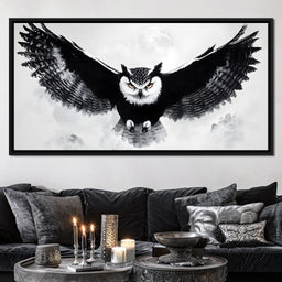 Nocturnal Owl Majesty Unfurled - NicheCanvas