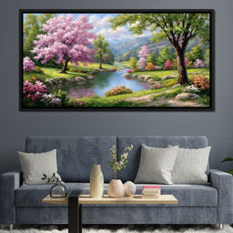 Spring Blossom Mountain Stream - NicheCanvas