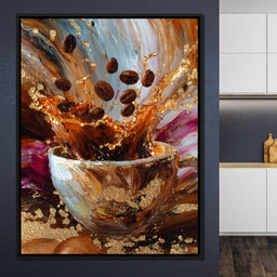 Golden Coffee Splash Reverie - NicheCanvas