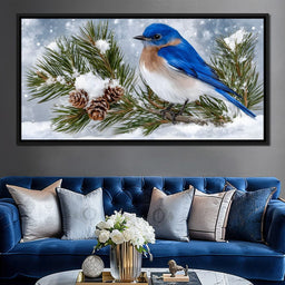 Snowy Bluebird Tranquility - NicheCanvas