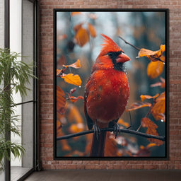 Autumn Cardinal's Perch - NicheCanvas