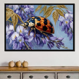 Ladybug On Wisteria Bloom - NicheCanvas