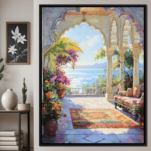 Radiant Terrace by the Sea Canvas Print