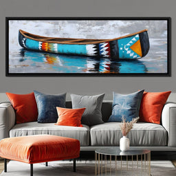 Turquoise River Canoe Reflection - NicheCanvas
