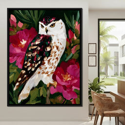 Owl Garden Bloom Portrait - NicheCanvas