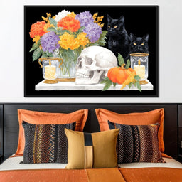 Halloween Bouquet Cats Skull Candle - NicheCanvas