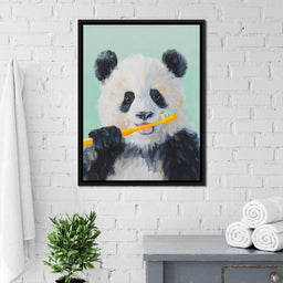 Playful Panda Toothbrush Moment - NicheCanvas