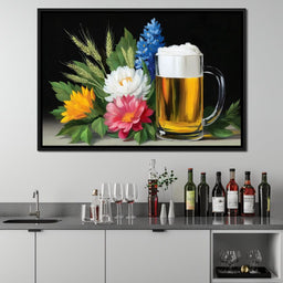 Golden Brew With Blossoms - NicheCanvas