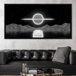Celestial Orbit Over Silver Sea - NicheCanvas
