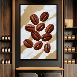Coffee Beans Gilded Background - NicheCanvas