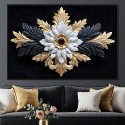 Baroque Marble Gold Ruby Emblem - NicheCanvas