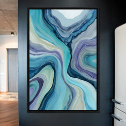 Teal Ocean Geode Layers Flow - NicheCanvas