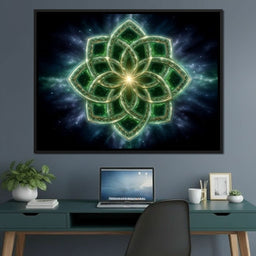 Celestial Green Knot Mandala - NicheCanvas