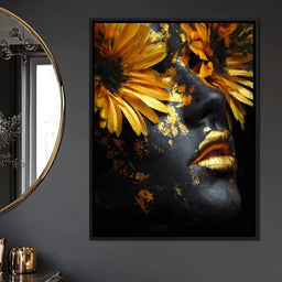 Golden Petals Midnight Muse - NicheCanvas