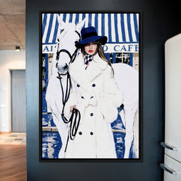 Cafe Socialite With A White Steed - NicheCanvas