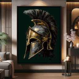 Gold Spartan Helm Battle Relic - NicheCanvas