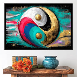 Golden Yinyang Energy Flow - NicheCanvas