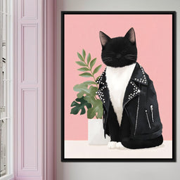 Rebel Feline Fashion Portrait - NicheCanvas