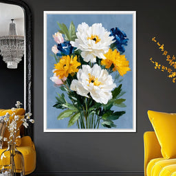 Blue Garden Peony Bouquet - NicheCanvas