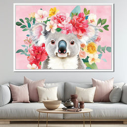 Floral Harmony with Koala - NicheCanvas