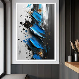 Sapphire Strokes Gold Specks  - NicheCanvas