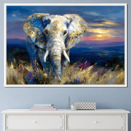 Gilded Blue Elephant Dawn - Neal Hackett - NicheCanvas