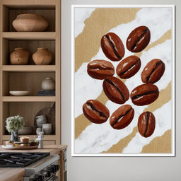 Coffee Beans Gilded Background - NicheCanvas