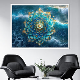 Lotus Reverie Over Ocean Waves - NicheCanvas