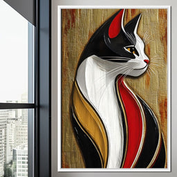 Feline Elegance on Textured Gold - NicheCanvas