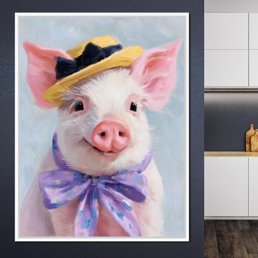 Charming Piglet With Sun Hat Canvas Print
