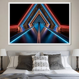 Neon Velocity Through The Infinite Corridor - NicheCanvas