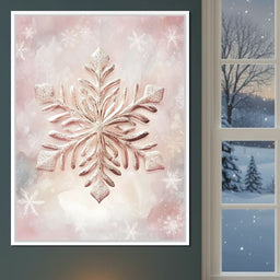 Rose Glimmer Snowflake Elegance - NicheCanvas