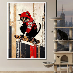 Feline Skateboarder - NicheCanvas