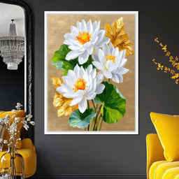 Golden Lotus Dreams Unfold - NicheCanvas