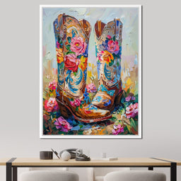 Wildflower Cowboy Boots - Neal Hackett - NicheCanvas