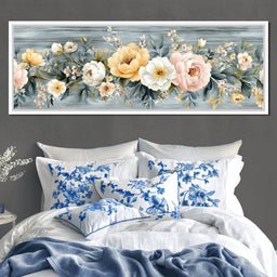 Floral Harmony on Weathered Wood - NicheCanvas