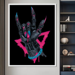 Neon Skeleton Rock Hand Sign - NicheCanvas