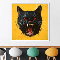 Feline Fury Against Yellow - NicheCanvas