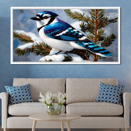 Winter Songbird on Pines - NicheCanvas