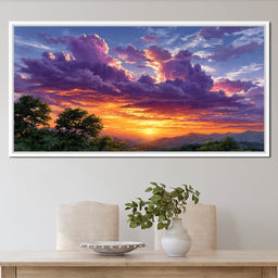 Golden Mountain Sunset Clouds Sky - NicheCanvas