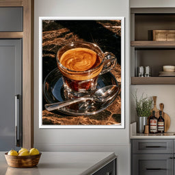 Morning Ritual Over Dark Veined Marble - NicheCanvas