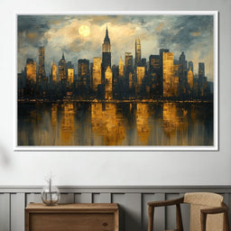 Golden Metropolis Reflection - NicheCanvas