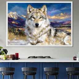 Golden Alpine Wolf Portrait - Neal Hackett - NicheCanvas