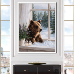 Bear by Winter Window Light - NicheCanvas