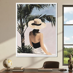 Coastal Palm Retreat Woman Hat - NicheCanvas