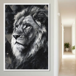 Monochrome Lion King Portrait - NicheCanvas