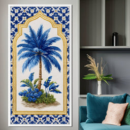 Tropical Elegance Blue Palm - NicheCanvas